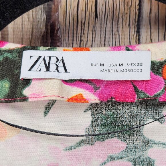 ZARA Pink Floral Print Midi Belted Dress - M - Picture 6 of 15